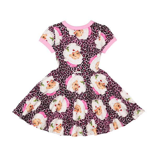 Rock your baby pink leopard Santa waisted dress