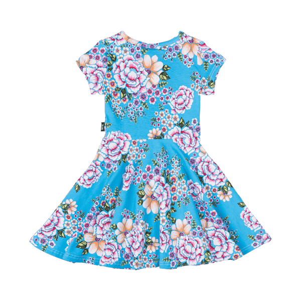 Rock Your Baby Blue floral waisted dress in blue