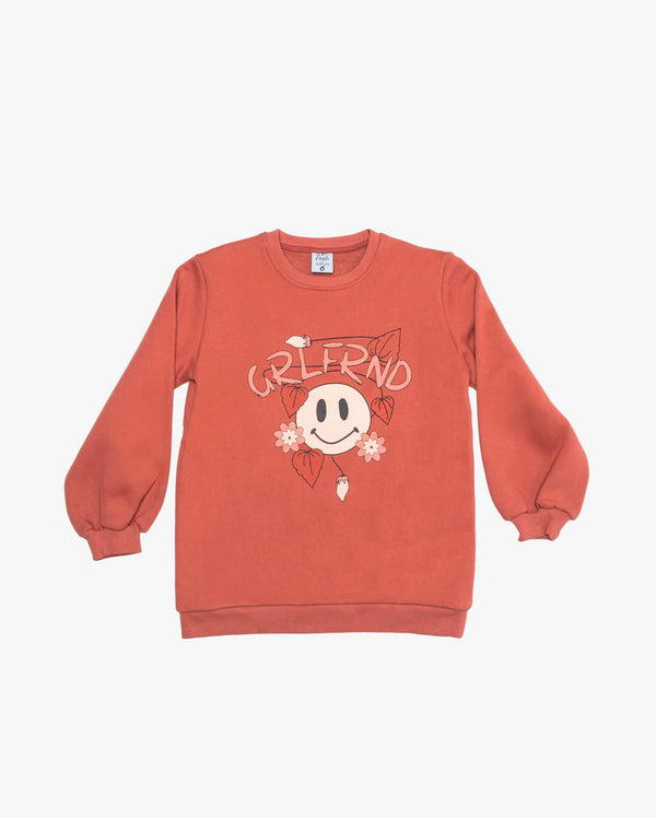 GRLFRND By The Girl Club Smiles Bell Sleeve Fleece Crew Sienna