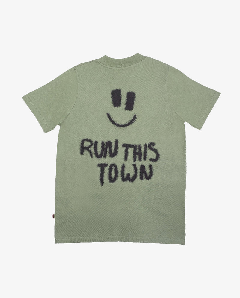 Band of Boys Run This Town Tee Moss Green in Green