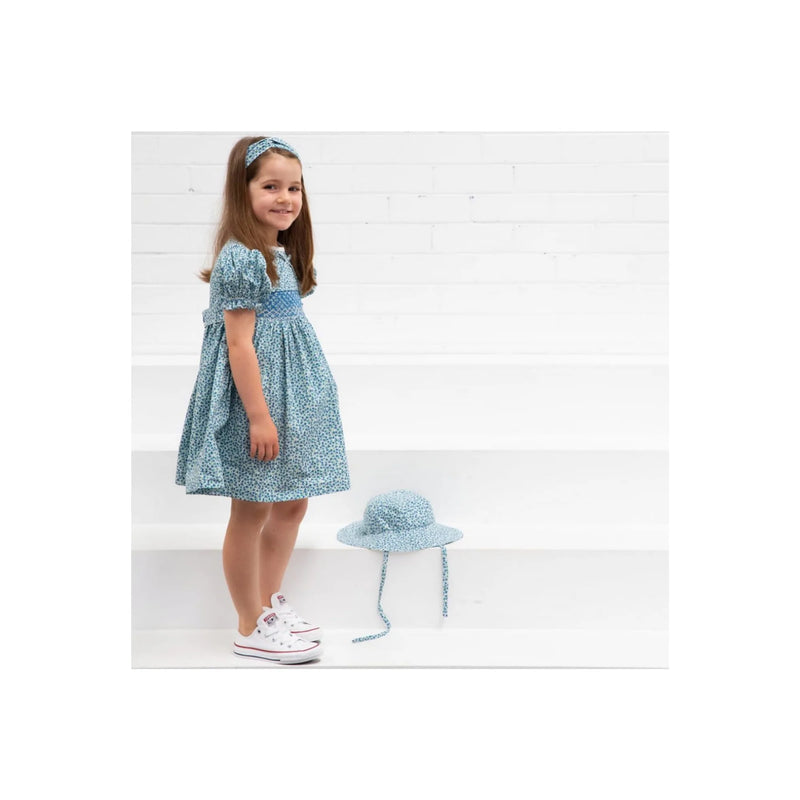 Smox Rox Jayne smocked dress in blue and green florals
