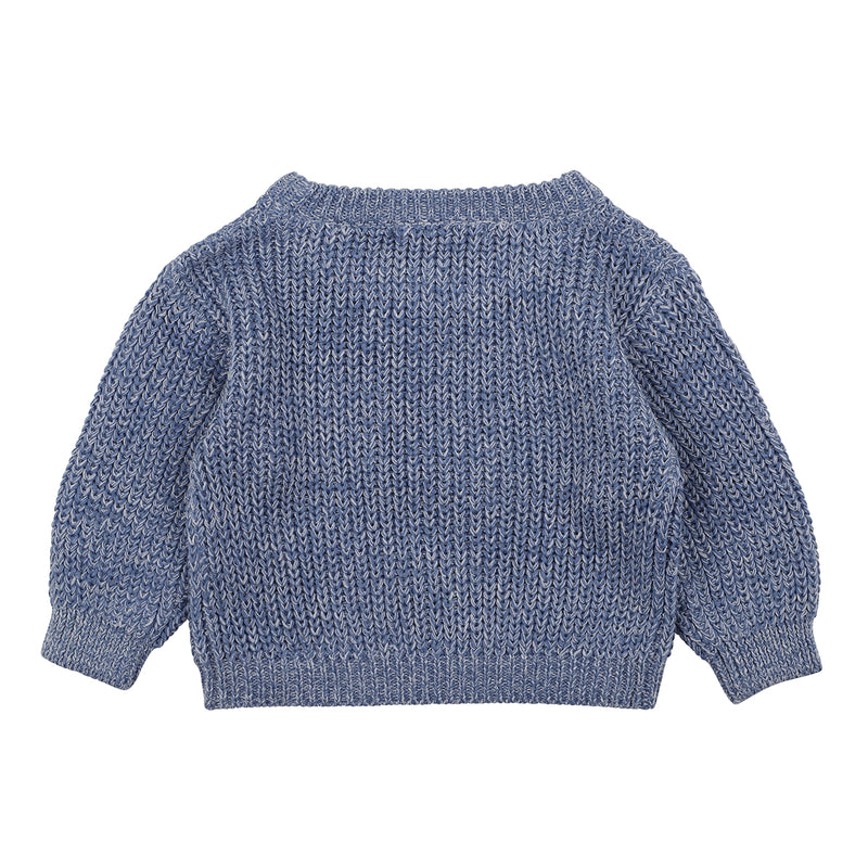 Fox & Finch fishermans rib knit jumper in blue