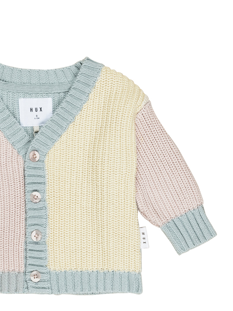 Huxbaby Chunky Knit Cardi Rainbow Knit in Multi Colour