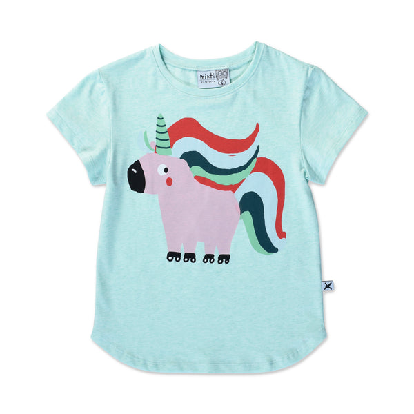 Minti Sporty Unicorn Tee Mint Marle in Green