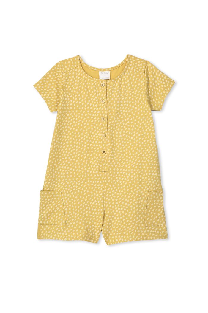 Milky Clothing Spot Playsuit in mustard