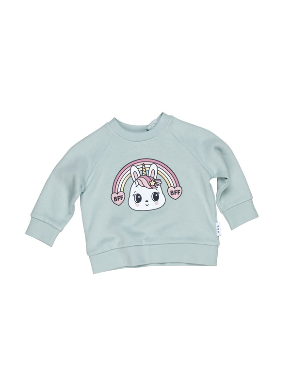 Huxbaby bunny love sweatshirt seafoam in green