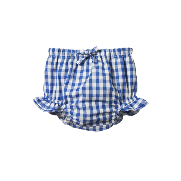 Nature baby Gingham petal bloomers in Isle Blue