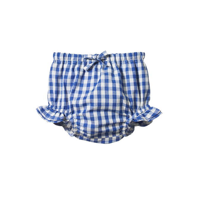 Nature baby Gingham petal bloomers in Isle Blue