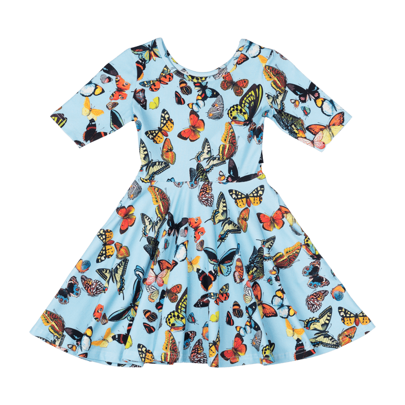 Rock Your Baby Blue butterflies waisted dress in blue