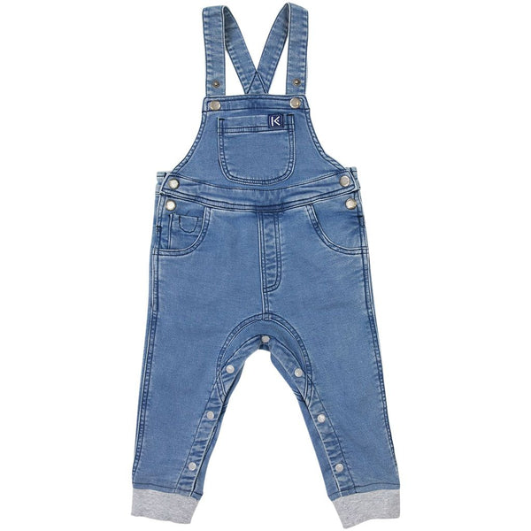 Korango denim knit baby overalls in blue