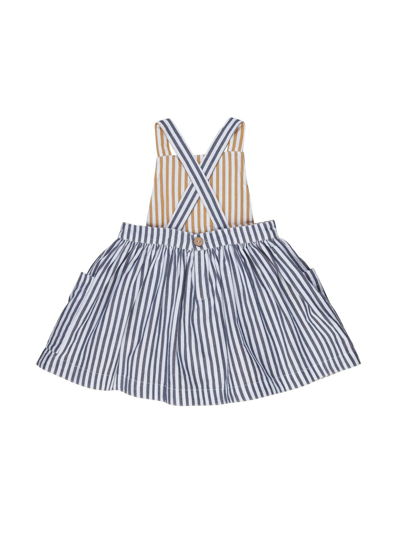 Huxbaby Stripe reversible Pinefore in Navy