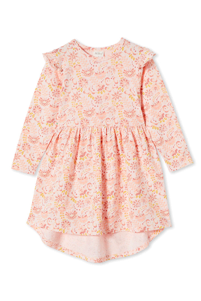 Milky Paisley dress in blossom pink