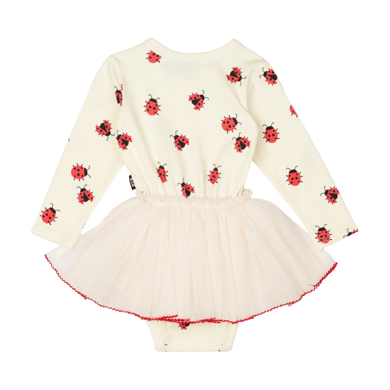 Rock Your Baby Ladybug Baby Long Sleeve Circus Dress in Cream