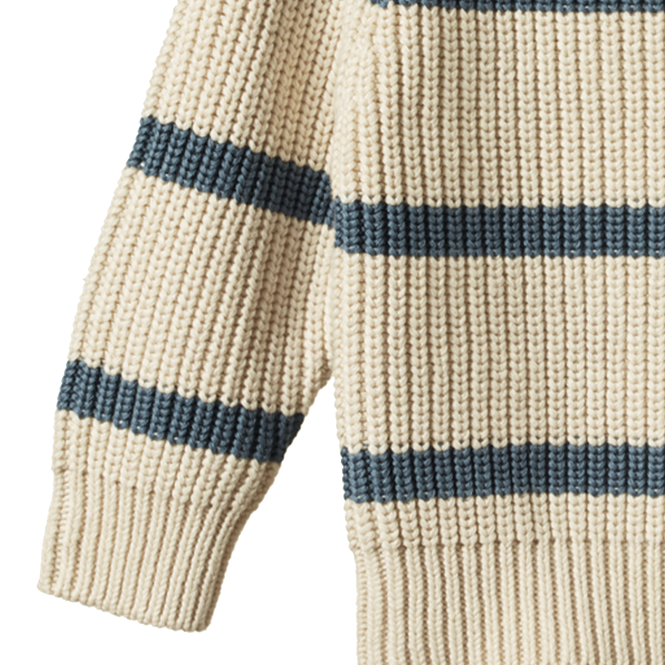 Nature Baby Billy Jumper Oatmeal Marl/Sky Blue Stripe