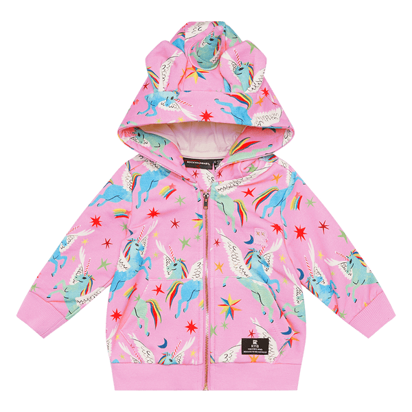 Rock Your Baby Rainbow Pegasus baby hoodie in multi colour