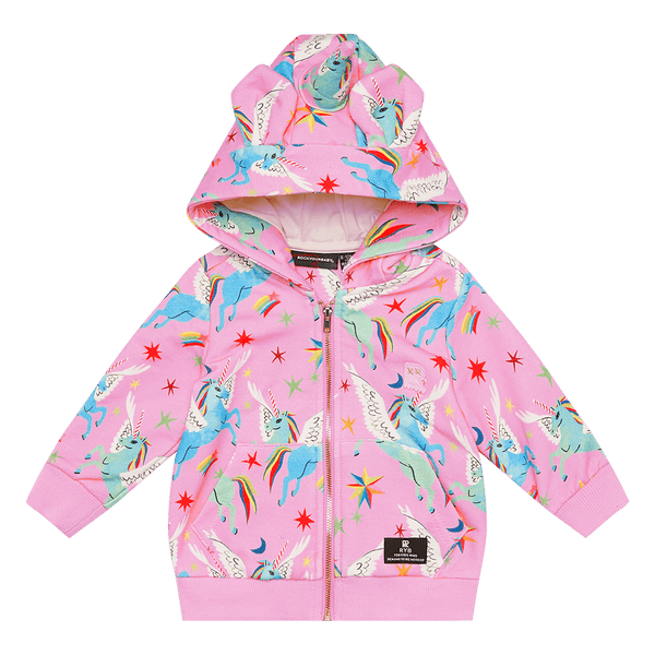 Rock Your Baby Rainbow Pegasus baby hoodie in multi colour Kids of Eltham