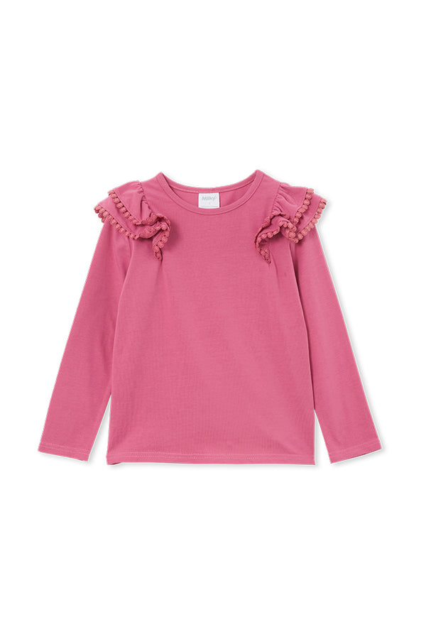 Milky Mulberry Detail Long Sleeve Tee Mulberry in Pink