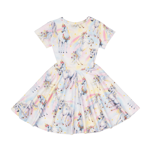 Rock your baby sorbet unicorn ss waisted dress in multi colour