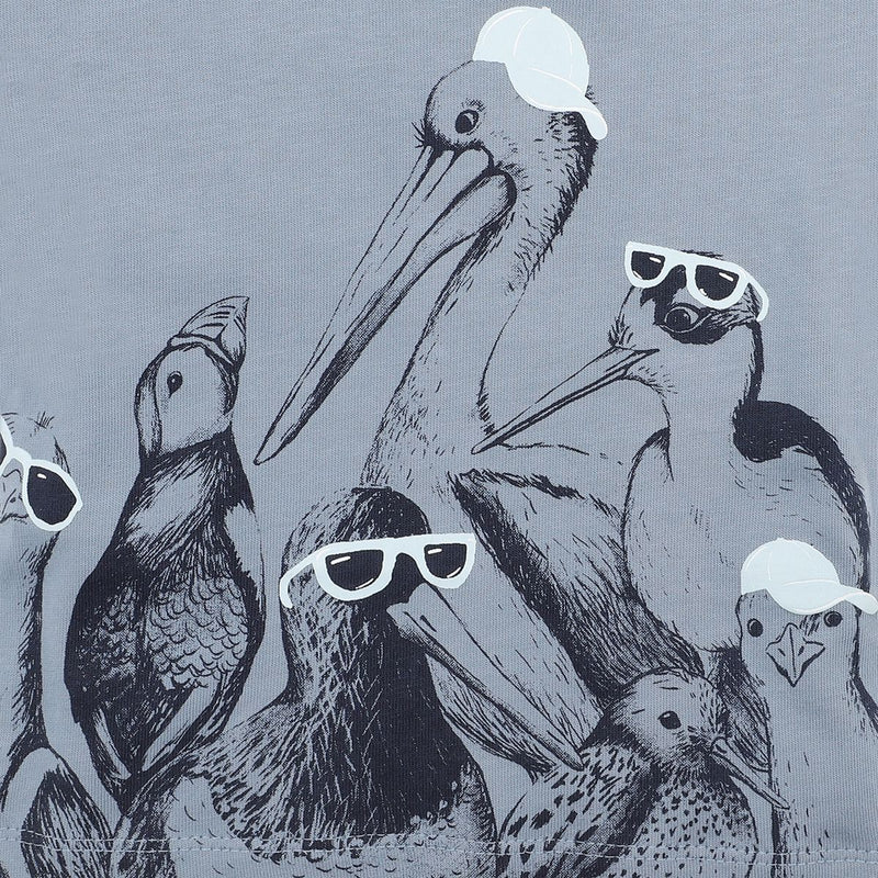 Fox & finch seaside bird t-shirt in blue