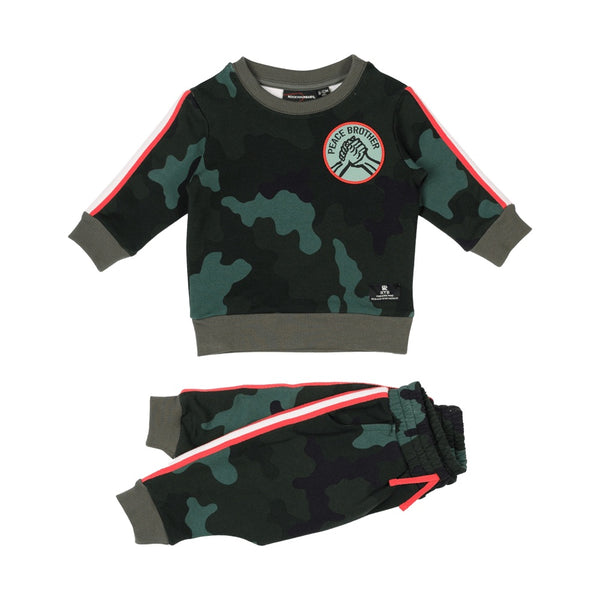 Rock Your Baby Khaki Peace Brother Track Suit in green