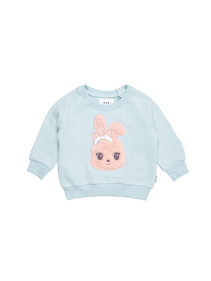 Huxbaby fur bunny sweatshirt sky in blue