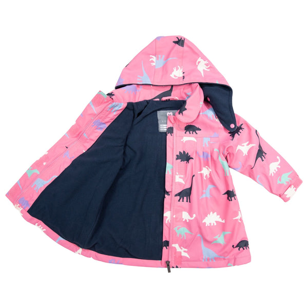 Korango dinosaur colour change raincoat in pink