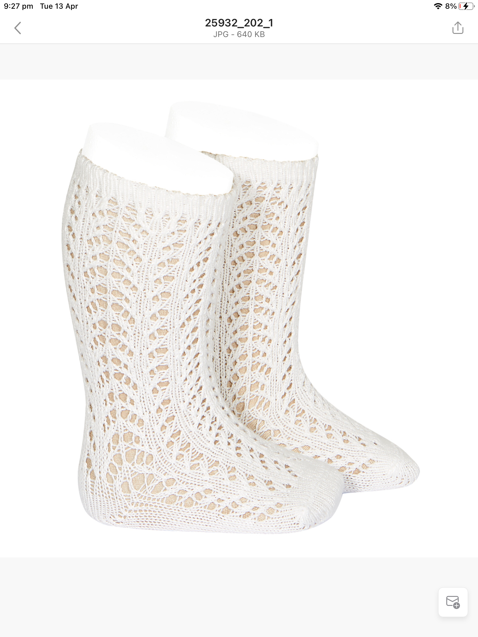 Condor open lacework childrens knee high socks - Cream