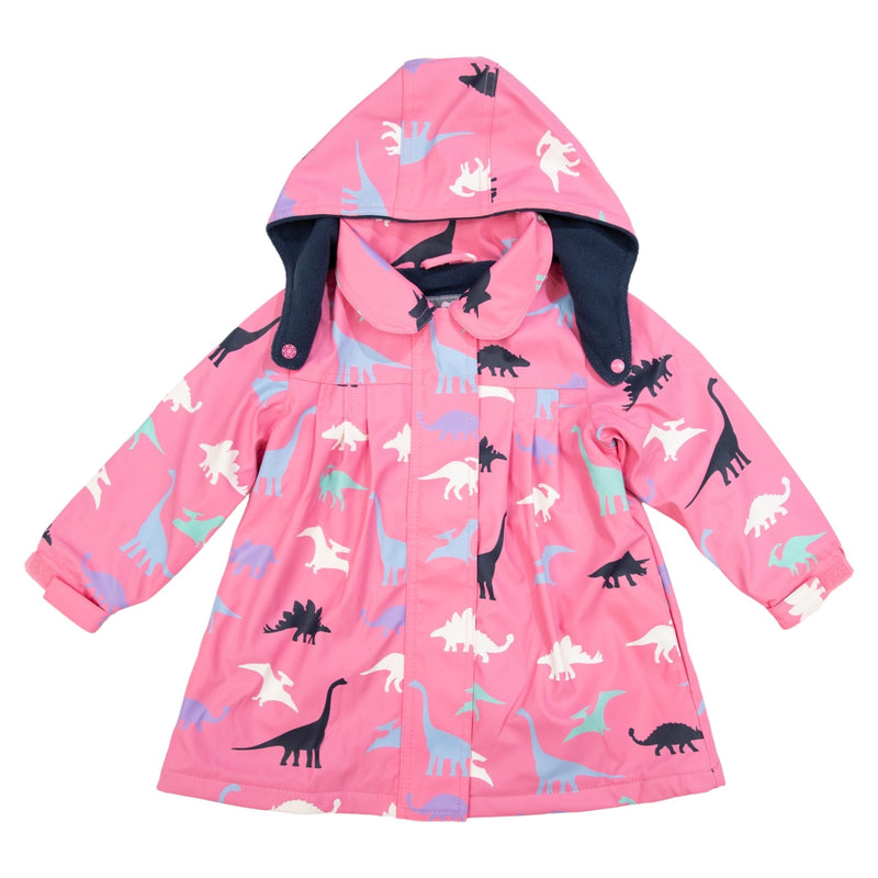 Korango dinosaur colour change raincoat in pink