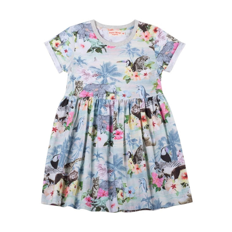 Paper Wings Cuff T-Shirt Dress Hawaiian Print