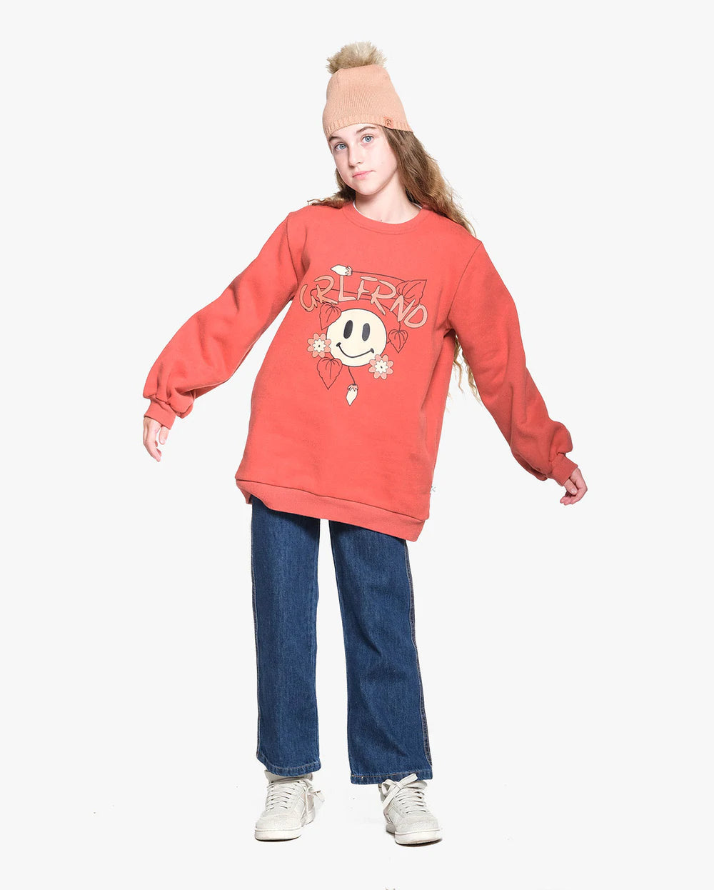 GRLFRND By The Girl Club Smiles Bell Sleeve Fleece Crew Sienna