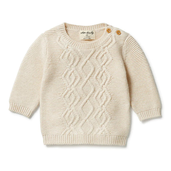 Wilson and Frenchy Knitted mini cable jumper sand melange in cream