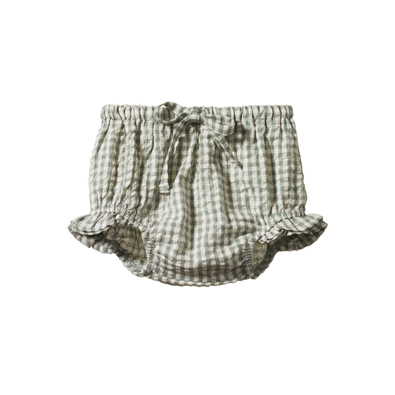Nature Baby Gingham Petal Bloomers lagoon check in green