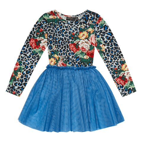Rock Your Baby Blue Leopard Floral Circus dress