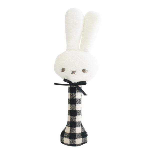 Alimrose Bunny stick rattle in black check