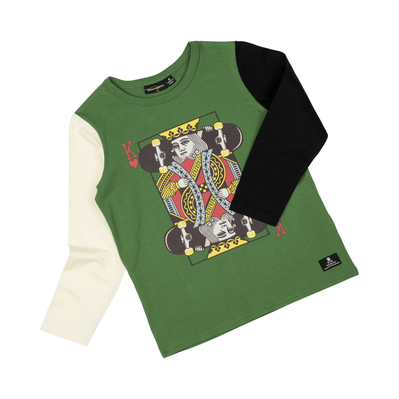 Rock Your Baby King of Hearts Long Sleeve T-Shirt in Multi