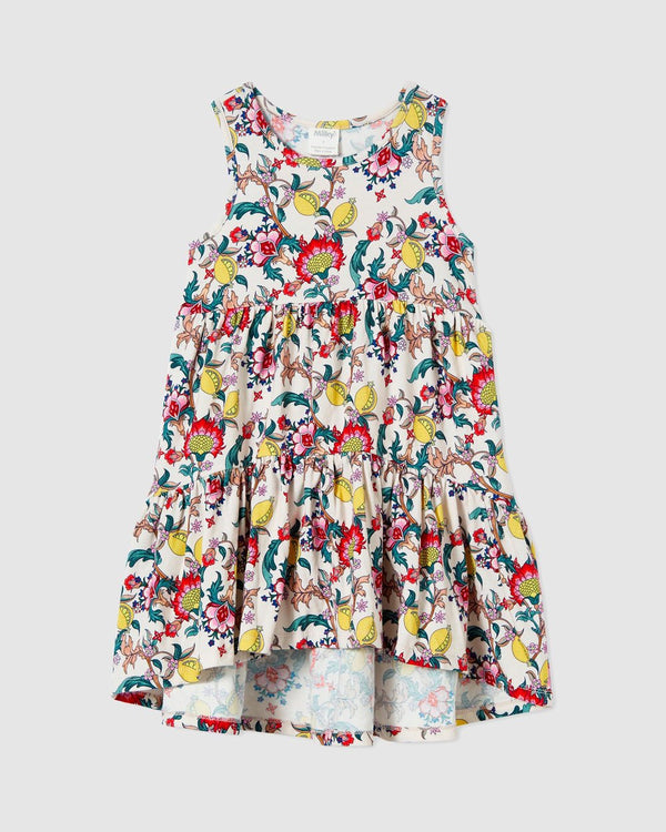 Milky citrus floral dress in multi colour print