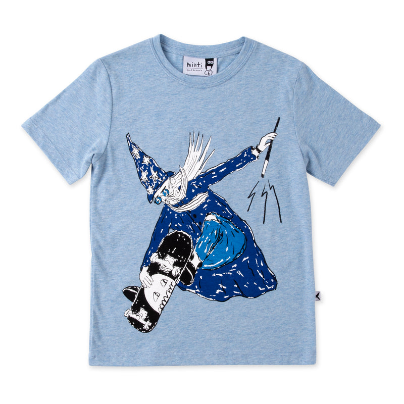 Minti skate wizard s-sleeve t-shirt in blue marle