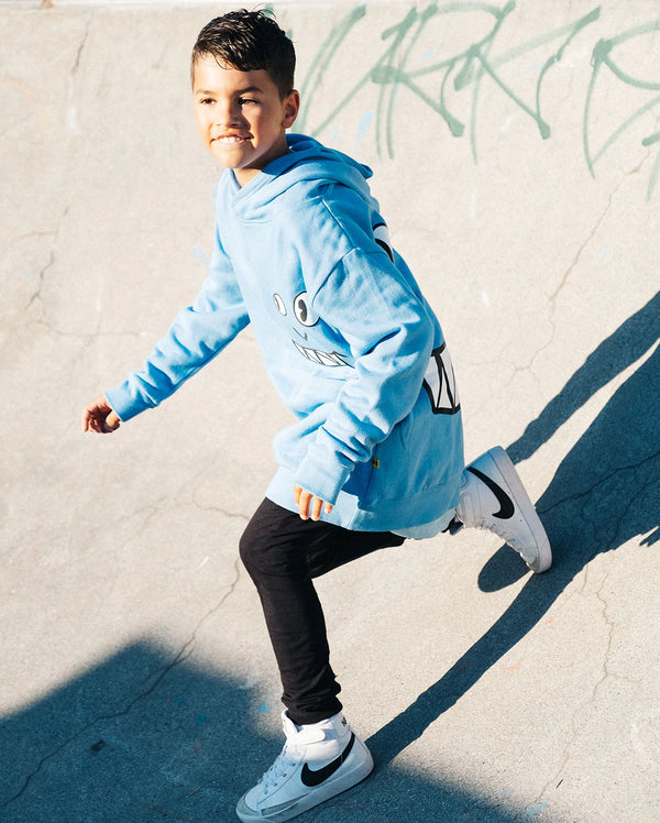 Band of boys jumper with a grin oversized fleece hoody in blue