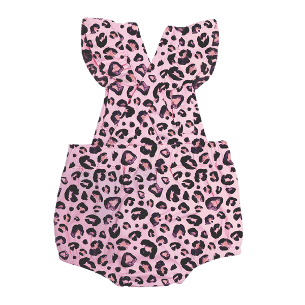 Rock Your Baby Pink leopard baby romper in pink