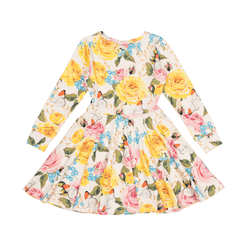 Rock your baby pretty peonies LS waisted dress in multicolour