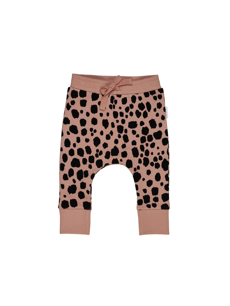 Huxbaby ocelot drop crotch pant terracotta in brown