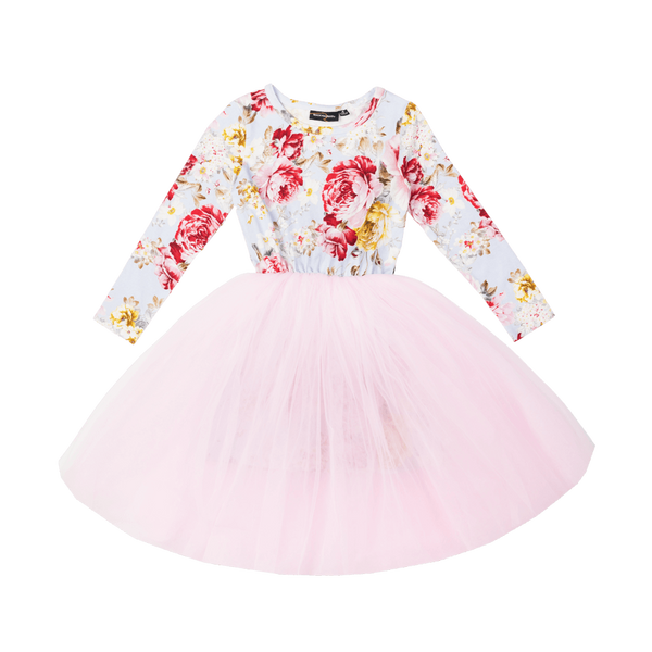 Rock your baby vintage floral LS flounce dress in multicolour