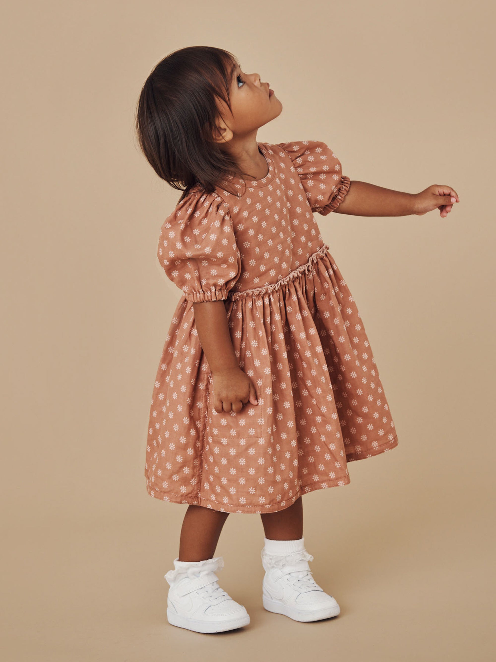 Huxbaby Reversible Puff Sleeve Dress Daisy Muslin