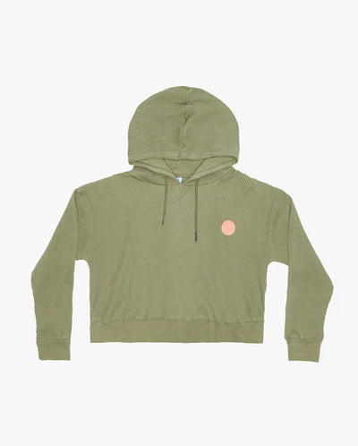 GRLFRND The Girl Club Rib Cotton Olive Green Crop Hood in green