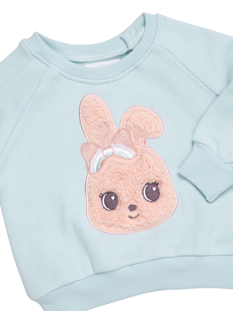 Huxbaby fur bunny sweatshirt sky in blue