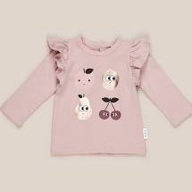 Huxbaby Frill Fruit Longs Sleeve Top in Pink