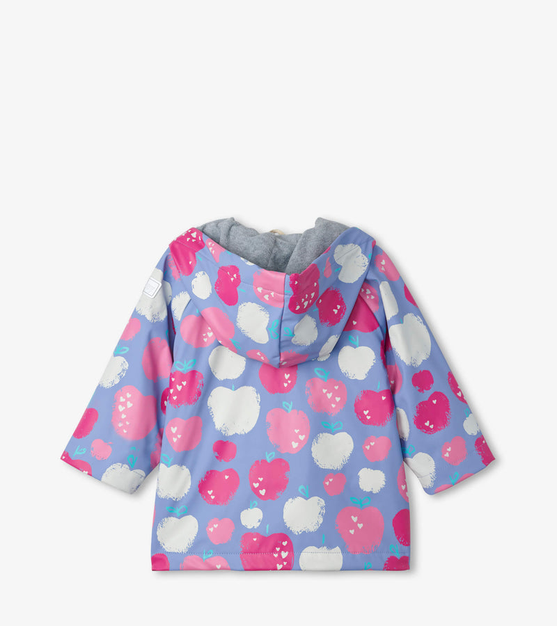 Hatley baby waterproof raincoat Stamped Apples in purple