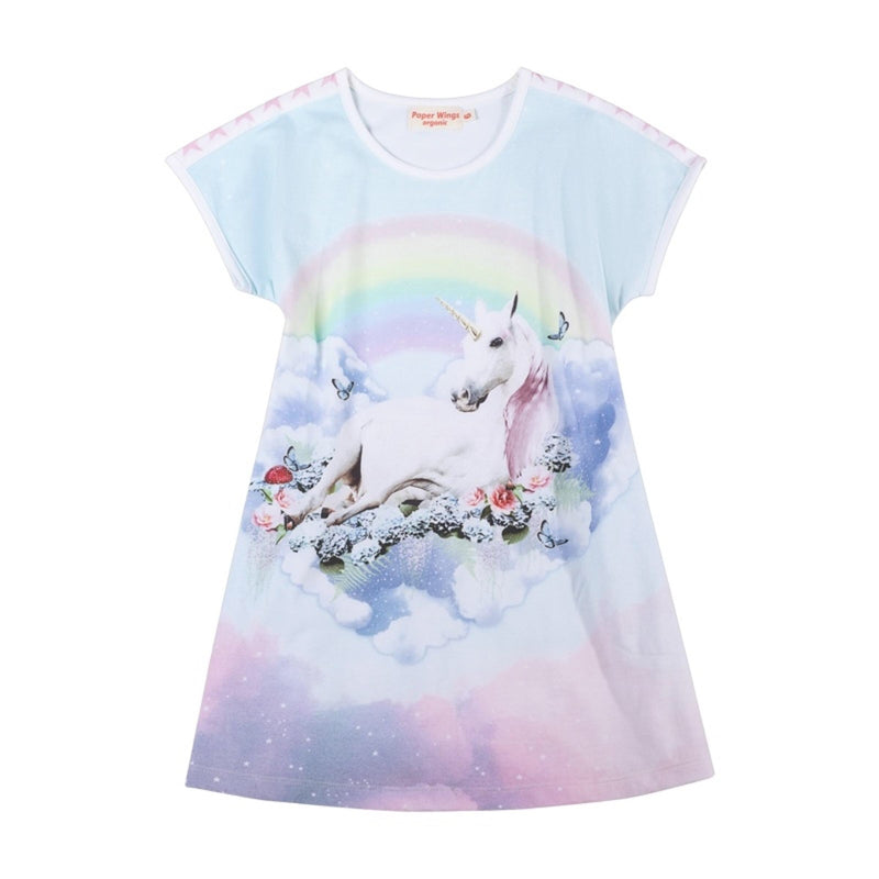 Paper Wings Flared T-Shirt Dress Unicorn Cloud