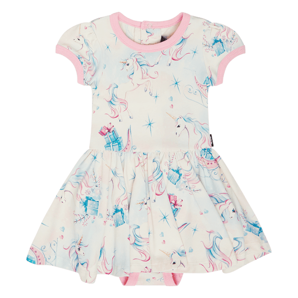 Rock Your Baby Unicorn  Christmas Baby Waisted Dress