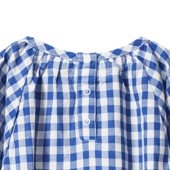 Nature Baby meadow gingham bodysuit in isle blue check